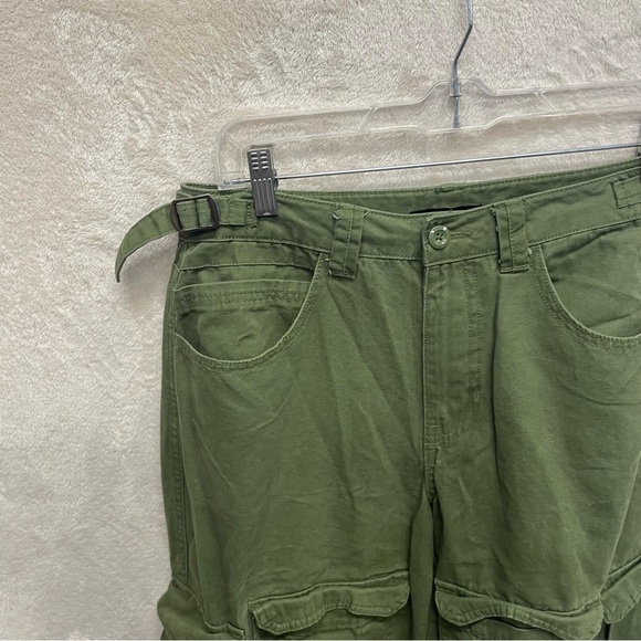 Forever 21 women’s army green cargo pants wide leg size large double pockets - Picture 5 of 8